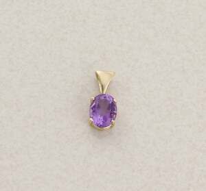 Pendant Only 10k Yellow Gold Natural Amethyst Pendant 5/8" x 1/4" inch